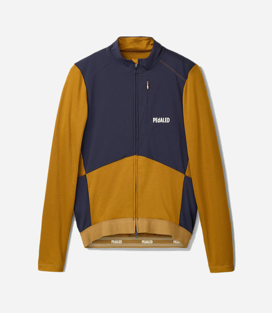 PEdALED Odyssey Windblock Merino Jersey Mustard - merinosekoite pyöräilypaita