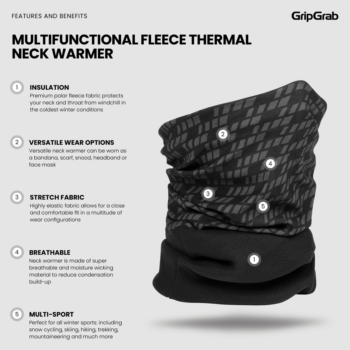 Multifunctional Fleece Thermal Neck Warmer – lämmin monikäyttöinen kauluri