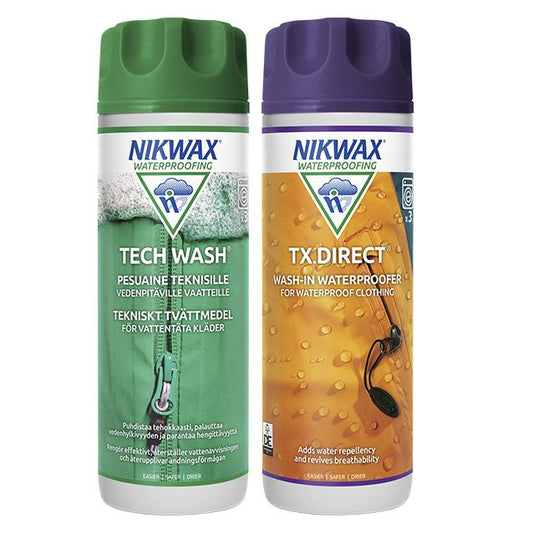 Nikwax Tech wash / TX.Direct 2 x 300 ml - pesuaine ja kylläste vedenpitäville vaatteille